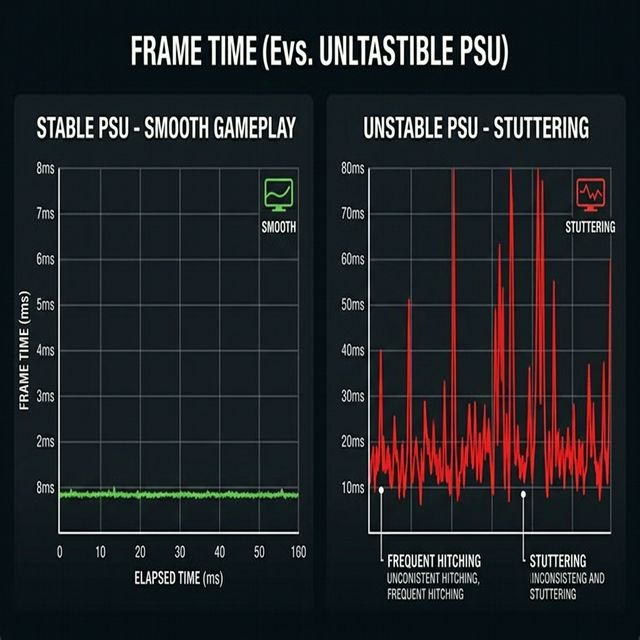 Graphique de comparaison des temps de trame stables vs bégaiements erratiques