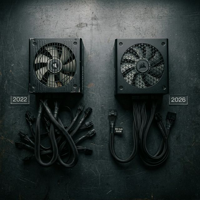 Ancienne alimentation ATX 2.0 vs alimentation ATX 3.1 moderne avec connecteur 12V-2x6 natif